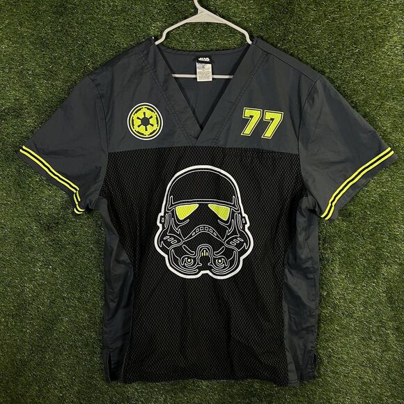 Star Wars Scrubs Top Mens XL Black Stormtrooper Empire Mesh Pockets Shirt Sci-Fi - Picture 1 of 11